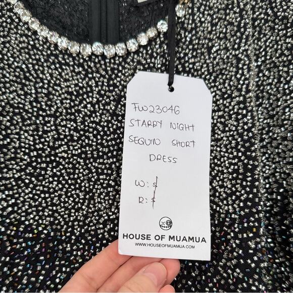 NWT NEW House of Mua Mua Starry Night Sequin Long Sleeve Mini Dress - Picture 5 of 8